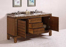 Legion Furniture 67" Solid Wood Sink Vanity With Marble-No Faucet And Backsplash Light Walnut 3