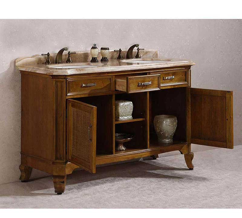 Legion Furniture 60" Solid Wood Sink Vanity With Marble-No Faucet Light Brown 5