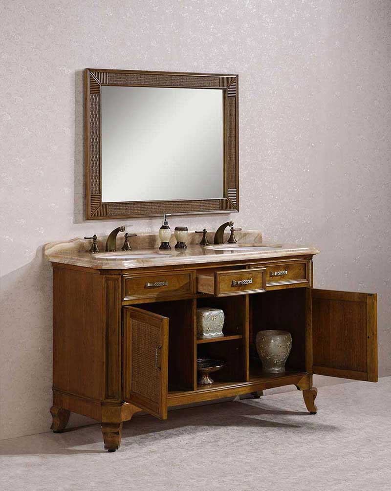Legion Furniture 60" Solid Wood Sink Vanity With Marble-No Faucet Light Brown 4