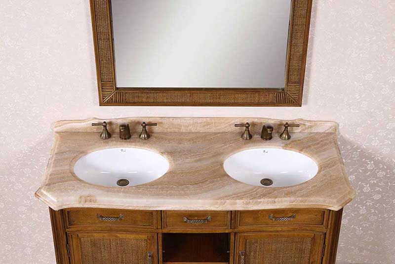 Legion Furniture 60" Solid Wood Sink Vanity With Marble-No Faucet Light Brown 6