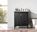 Legion Furniture 30" Black Color Solid Wood Sink Vanity With Marble Top-No Faucet Antique Black