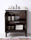 Legion Furniture 30" Brown Color Solid Wood Sink Vanity With Marble Top-No Faucet Antique Brown 2