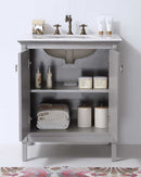 Legion Furniture 30" Gray Color Solid Wood Sink Vanity With Marble Top-No Faucet Antique Gray 2