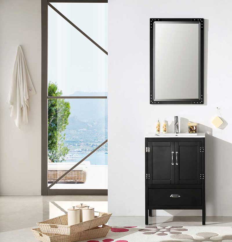 Legion Furniture 24" Black Color Wood Sink Vanity With Ceramic Top-No Faucet Matt Black