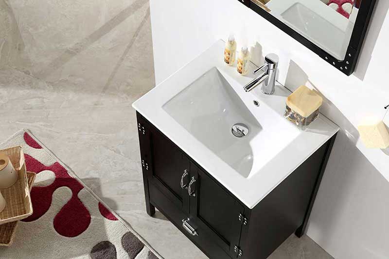 Legion Furniture 24" Black Color Wood Sink Vanity With Ceramic Top-No Faucet Matt Black 5