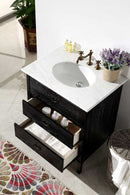 Legion Furniture 30" Black Color Solid Wood Sink Vanity With Marble Top-No Faucet Black 3