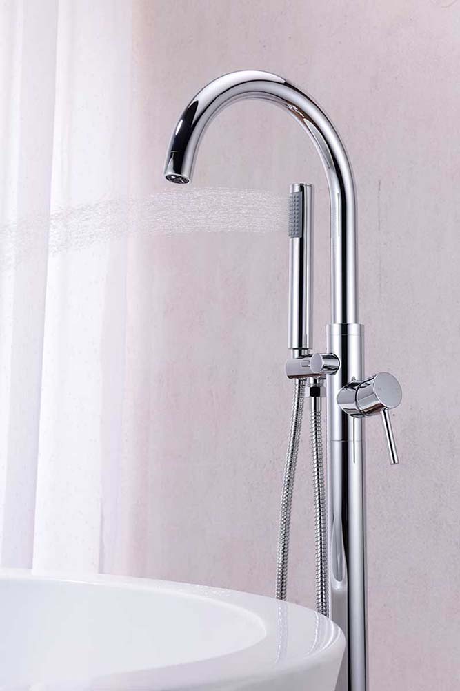 Anzzi Coral Series 2-Handle Freestanding Claw Foot Tub Faucet with Hand Shower in Polished Chrome FS-AZ0047CH 7