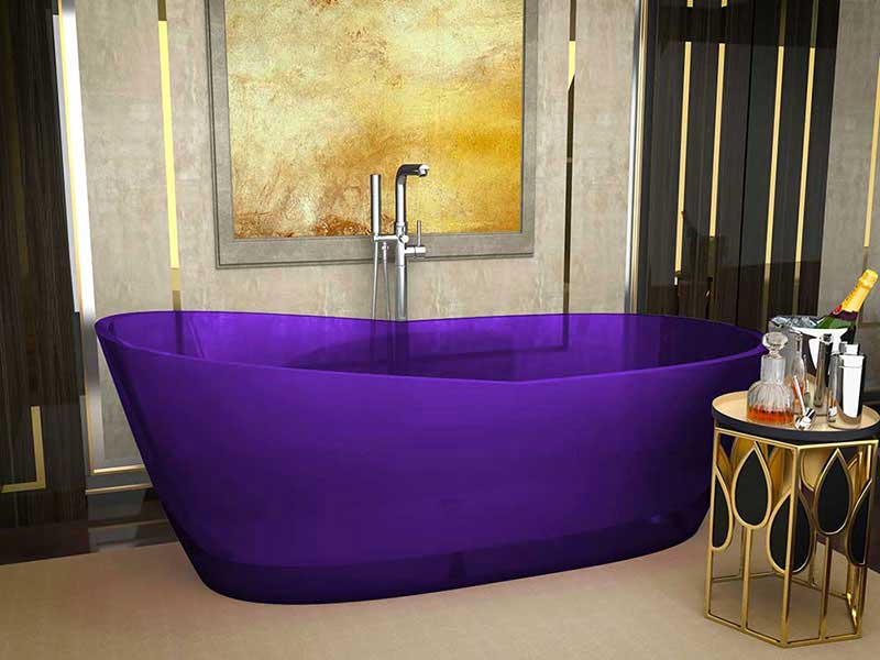Ember 65 in. One Piece Anzzi Stone Freestanding Bathtub in Translucent Evening Violet 2