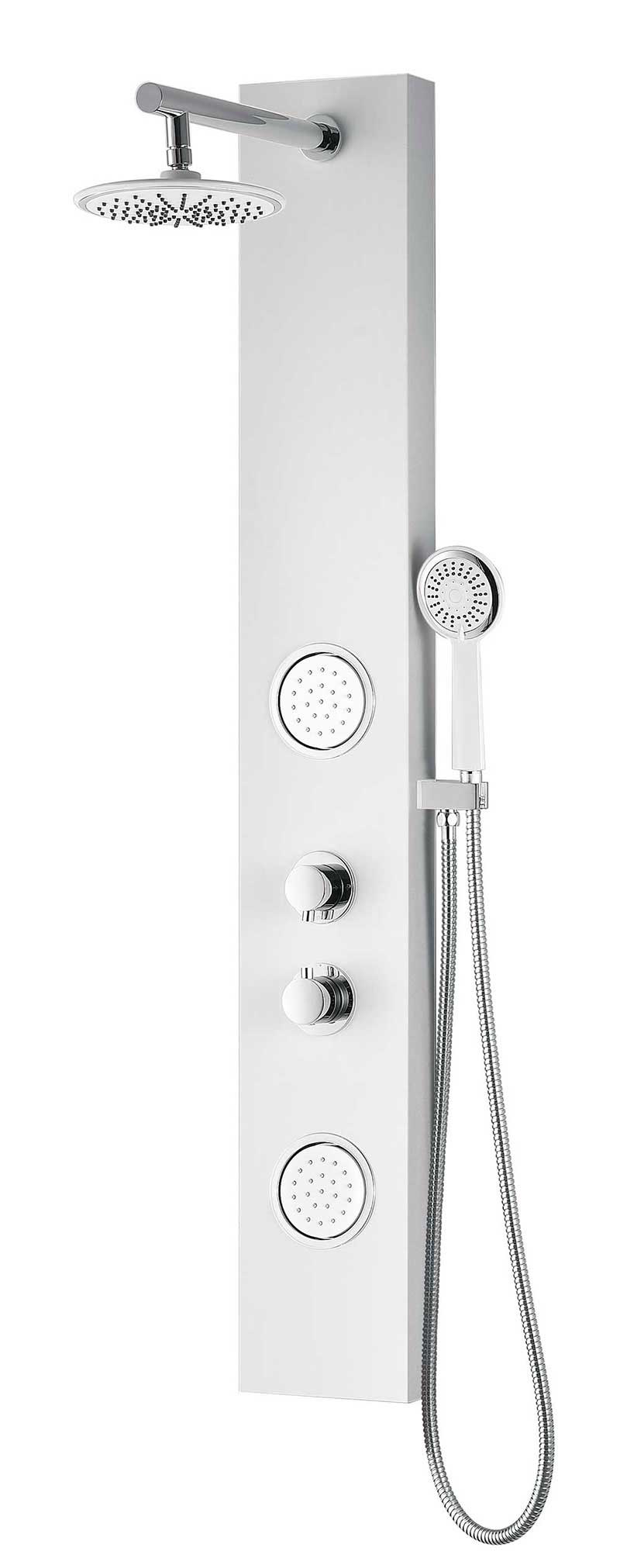 Anzzi Aquifer Series 56 in. Full Body Shower Panel System with Heavy Rain Shower and Spray Wand in White