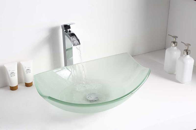 Anzzi Pendant Series Deco-Glass Vessel Sink in Lustrous Frosted Finish 2