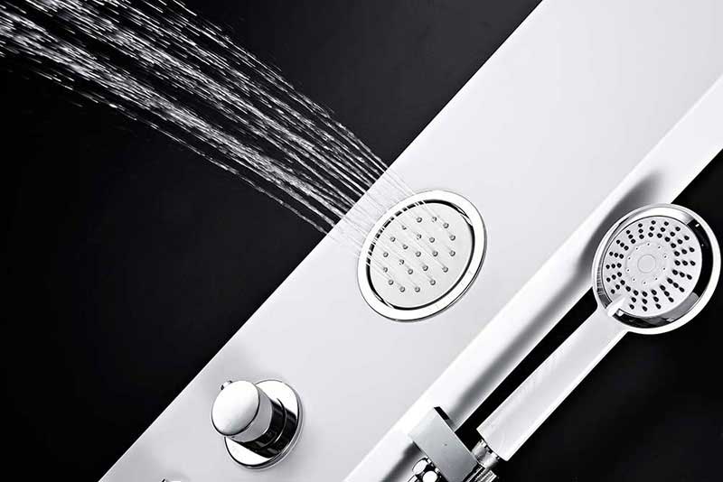 Anzzi Aquifer Series 56 in. Full Body Shower Panel System with Heavy Rain Shower and Spray Wand in White 9