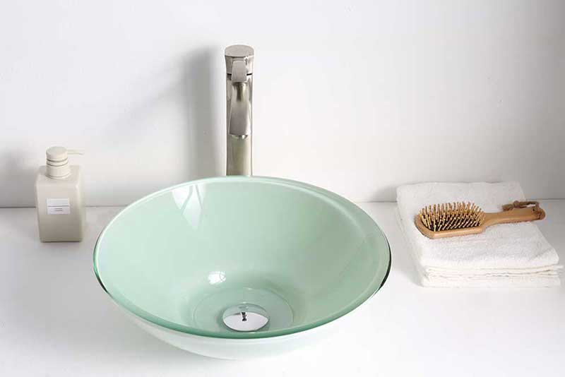 Anzzi Sonata Series Deco-Glass Vessel Sink in Lustrous Light Green Finish 4
