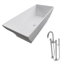 Anzzi Crema 5.9 ft. Man-Made Stone Freestanding Non-Whirlpool Bathtub in Matte White and Sol Series Faucet in Chrome