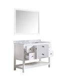 Anzzi Montaigne 48 in. W x 22 in. D Vanity in White with Marble Vanity Top in Carrara White with White Basin and Mirror 16