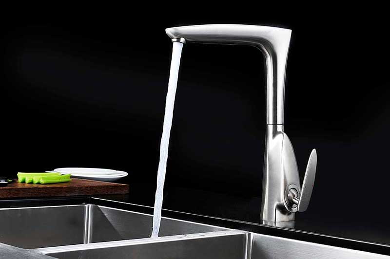 Anzzi Timbre Series Single Handle Kitchen Faucet in Brushed Nickel 4