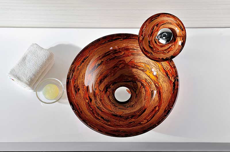 Anzzi Komaru Series Vessel Sink in Brown with Pop-Up Drain and Matching Faucet in Lustrous Brown LS-AZ8111 2