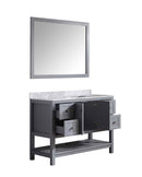 Anzzi Montaigne 48 in. W x 22 in. D Vanity in Gray with Marble Vanity Top in Carrara White with White Basin and Mirror 17