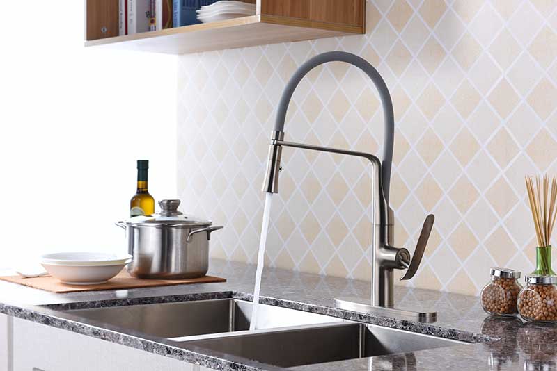 Anzzi Accent Single Handle Pull-Down Sprayer Kitchen Faucet in Brushed Nickel KF-AZ003BN 10