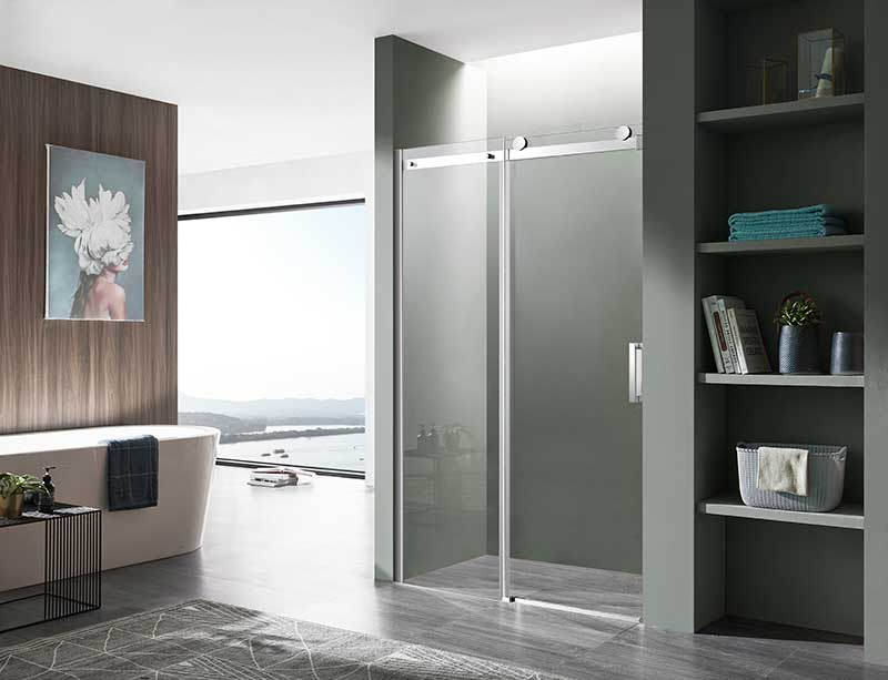 Anzzi Rhodes Series 60 in. x 76 in. Frameless Sliding Shower Door with Handle in Chrome SD-FRLS05702CH 2