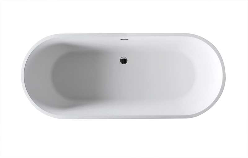 Anzzi Kosima 5.6 ft. Solid Surface Center Drain Freestanding Bathtub in Matte White FT-AZ8414 3