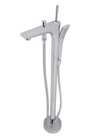 Anzzi Fiume 5.6 ft. Man-Made Stone Freestanding Non-Whirlpool Bathtub in Matte White and Kase Series Faucet in Chrome 5
