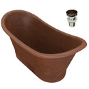 Anzzi Nero 70 in. Handmade Copper Double Slipper Flatbottom Non-Whirlpool Bathtub in Hammered Antique Copper BT-007
