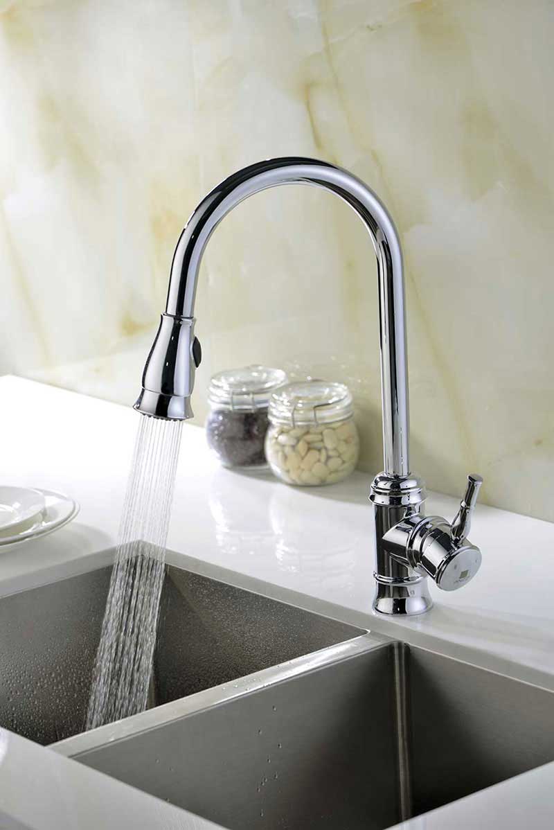 Anzzi Sails Pull Down Single Handle Kitchen Faucet in Polished Chrome 5