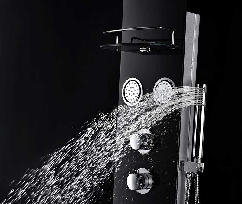 Anzzi Colossal Series 56 in. Full Body Shower Panel System with Heavy Rain Shower and Spray Wand in Black SP-AZ8095 9