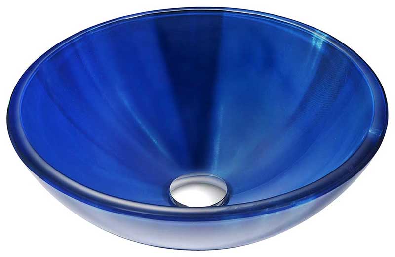 Anzzi Meno Series Deco-Glass Vessel Sink in Lustrous Blue with Crown Faucet in Chrome 2