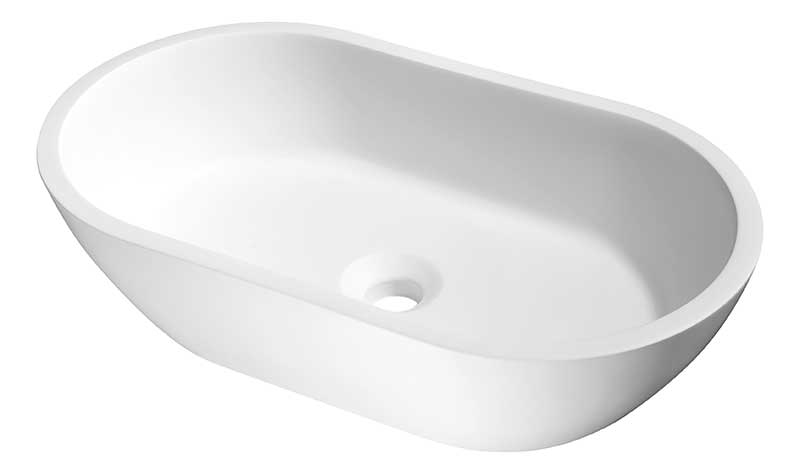 Anzzi Runifer Solid Surface Vessel Sink in White LS-AZ302