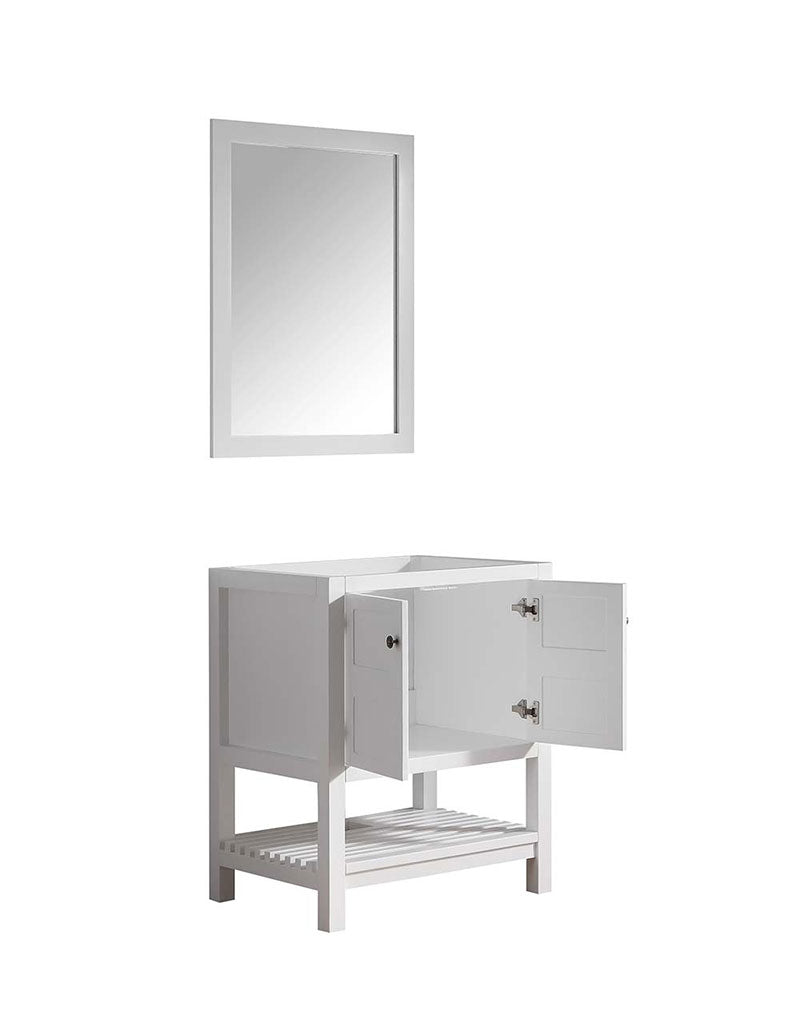 Anzzi Montaigne 30 in. W x 22 in. D Vanity in White with Marble Vanity Top in Carrara White with White Basin and Mirror 16
