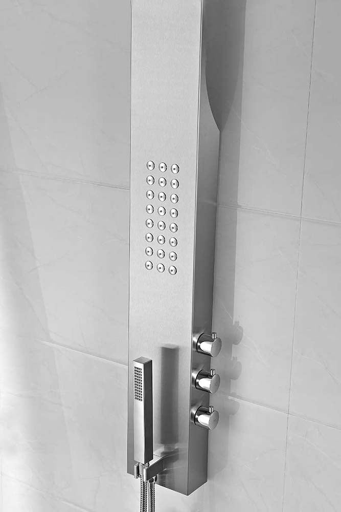 Anzzi Pier 48 in. Full Body Shower Panel with Heavy Rain Shower and Spray Wand in Brushed Steel SP-AZ076 7