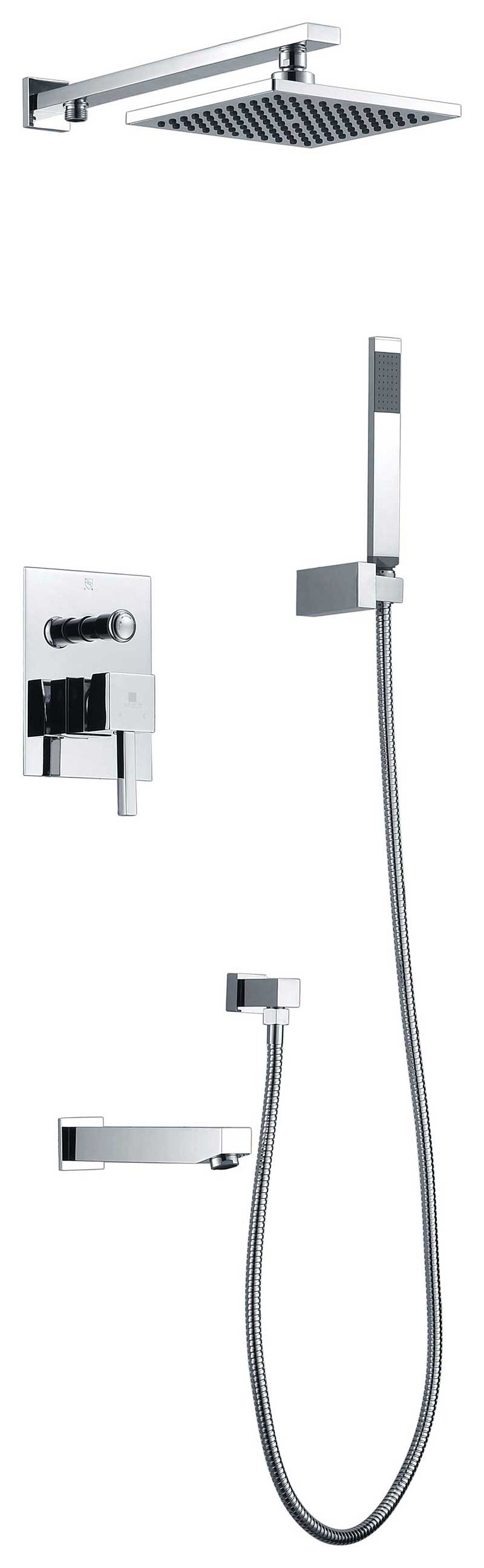 Anzzi Byne Single Handle Wall Mounted Showerhead and Bath Faucet Set in Polished Chrome