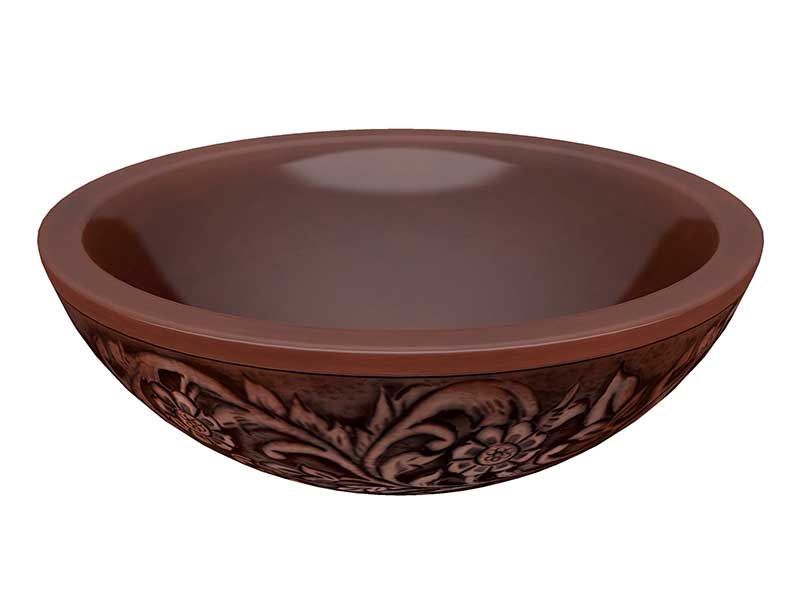 Anzzi Anchor 16 in. Handmade Vessel Sink in Polished Antique Copper with Floral Design Exterior LS-AZ340