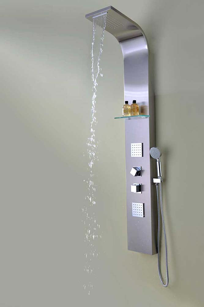 Anzzi Niagara 64 in. 2-Jetted Shower Panel with Heavy Rain Shower and Spray Wand in Brushed Steel SP-AZ023 9