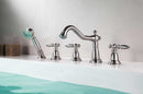 Anzzi Patriarch 2-Handle Deck-Mount Roman Tub Faucet with Handheld Sprayer in Brushed Nickel FR-AZ091BN 2
