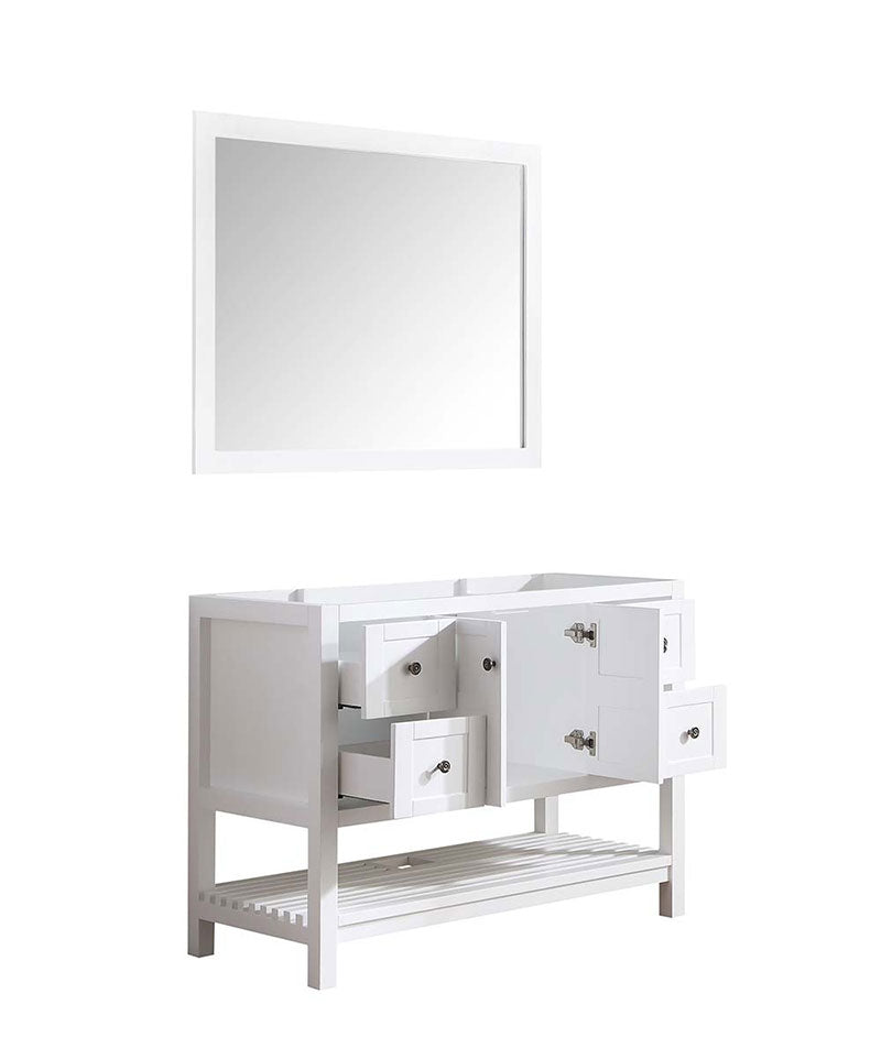 Anzzi Montaigne 48 in. W x 22 in. D Vanity in White with Marble Vanity Top in Carrara White with White Basin and Mirror 17