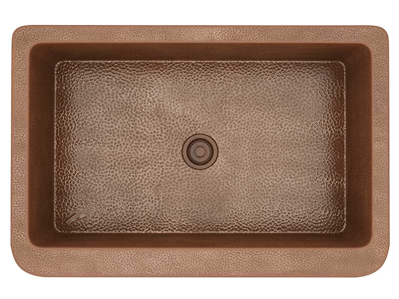 Anzzi Olive Farmhouse Handmade Copper 33 in. 0-Hole Single Bowl Kitchen Sink in Hammered Antique Copper K-AZ252 5