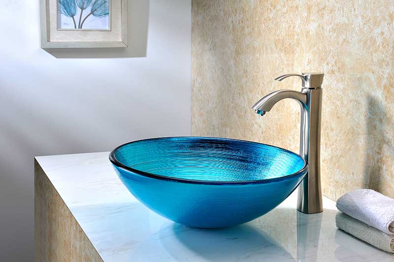 Anzzi Taba Series Deco-Glass Vessel Sink in Lustrous Blue LS-AZ8099 7