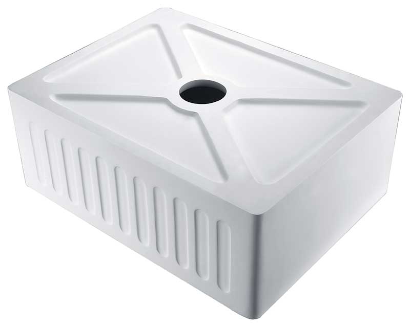 Anzzi Roine Farmhouse Reversible Glossy Solid Surface 24 in. Single Basin Kitchen Sink in White K-AZ222-1A 3