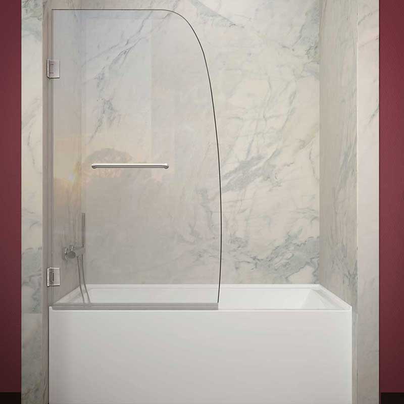 Anzzi GRAND Series 34 in. by 58 in. Frameless Hinged tub door in Brushed Nickel 2