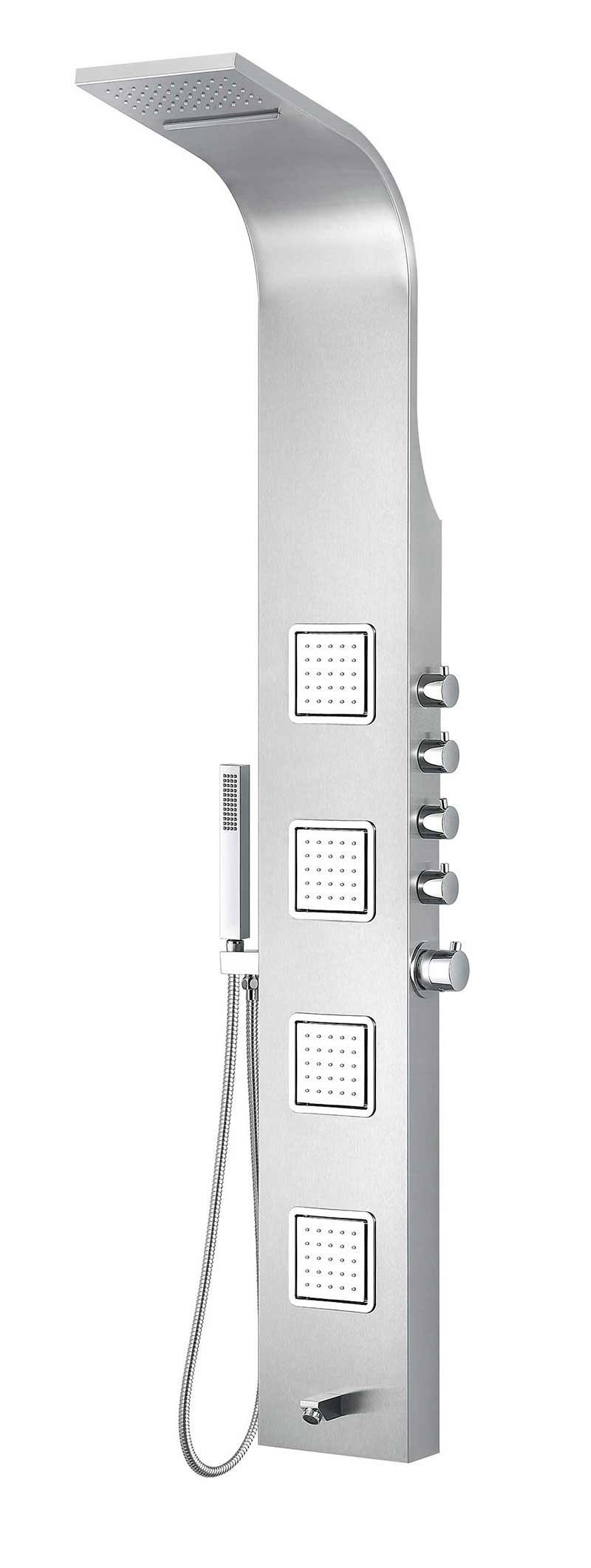 Anzzi MESA Series 64 in. Full Body Shower Panel System with Heavy Rain Shower and Spray Wand in Brushed Steel