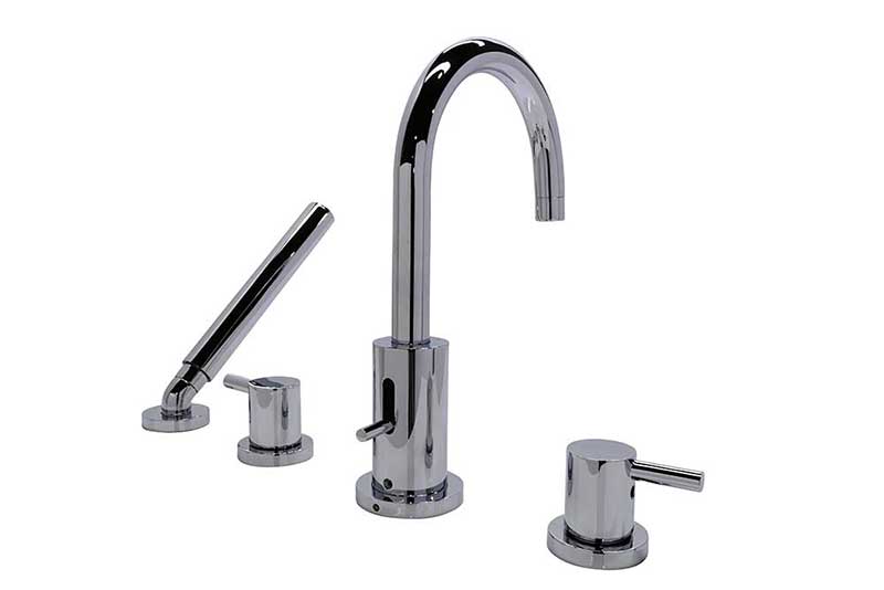 Anzzi Lien Series 2-Handle Lever Roman Bathtub Faucet with Shower Wand in Polished Chrome 7