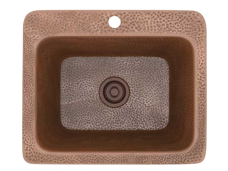 Anzzi Manisa Drop-in Handmade Copper 18 in. 1-Hole Single Bowl Kitchen Sink in Hammered Antique Copper SK-030 5