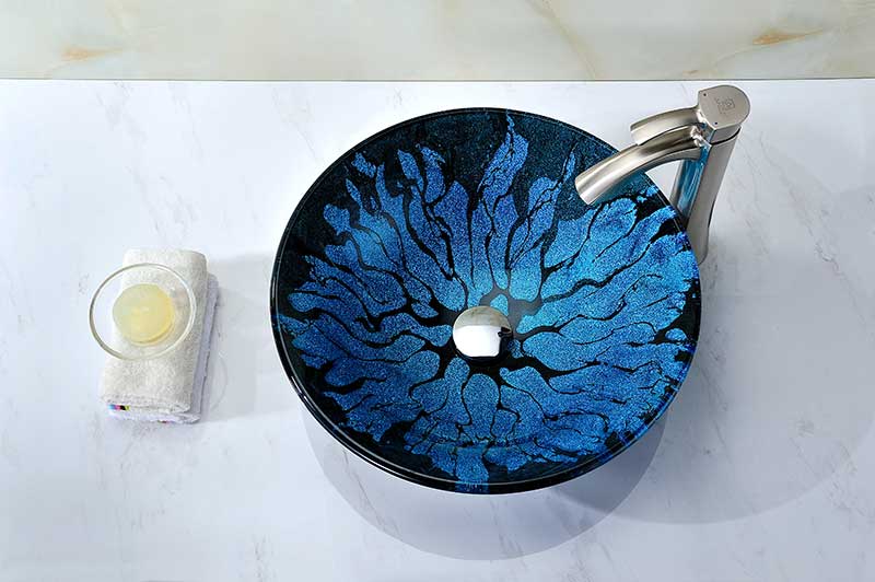 Anzzi Telina Series Deco-Glass Vessel Sink in Lustrous Blue and Black Y270 4