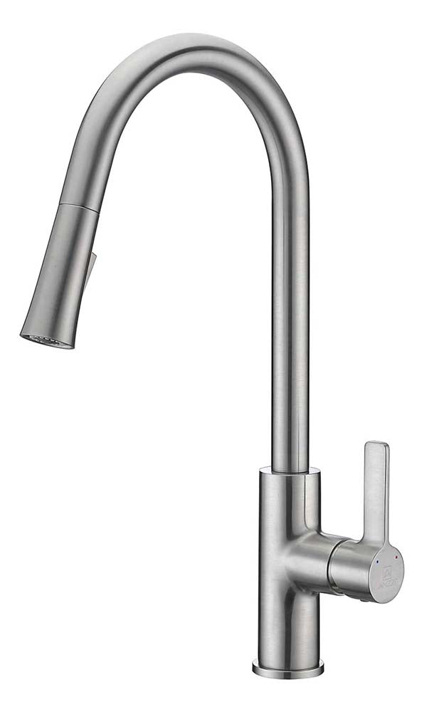 Anzzi Serena Single Handle Pull-Down Sprayer Kitchen Faucet in Brushed Nickel KF-AZ1675BN