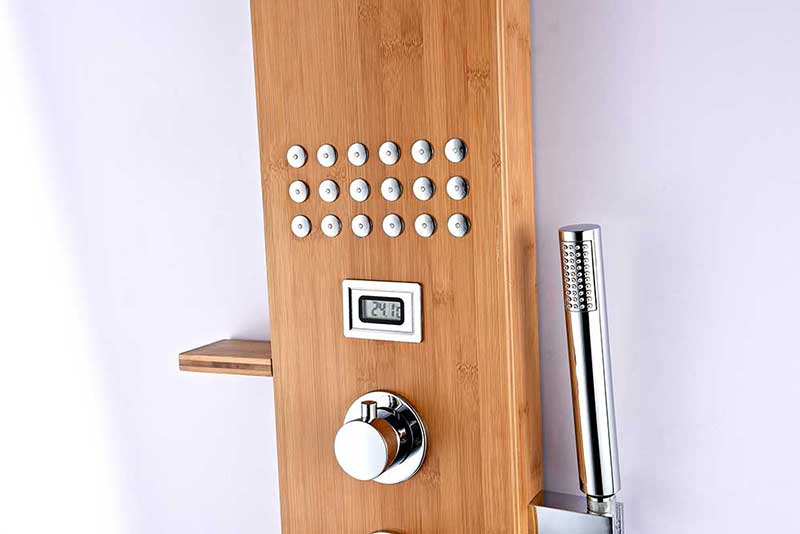 Anzzi CRANE Series 60 in. Full Body Shower Panel System with Heavy Rain Shower and Spray Wand in Natural Bamboo 2