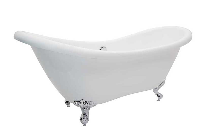 Anzzi Aegis 68.75 in. Claw Foot One Piece Acrylic Freestanding Bathtub in Glossy White 