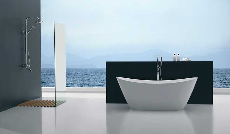 Anzzi Cross Series 5.58 ft. Freestanding Bathtub in White FT-AZ110 2