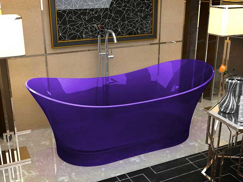 Azul 69 in. One Piece Anzzi Stone Freestanding Bathtub in Translucent Evening Violet 2